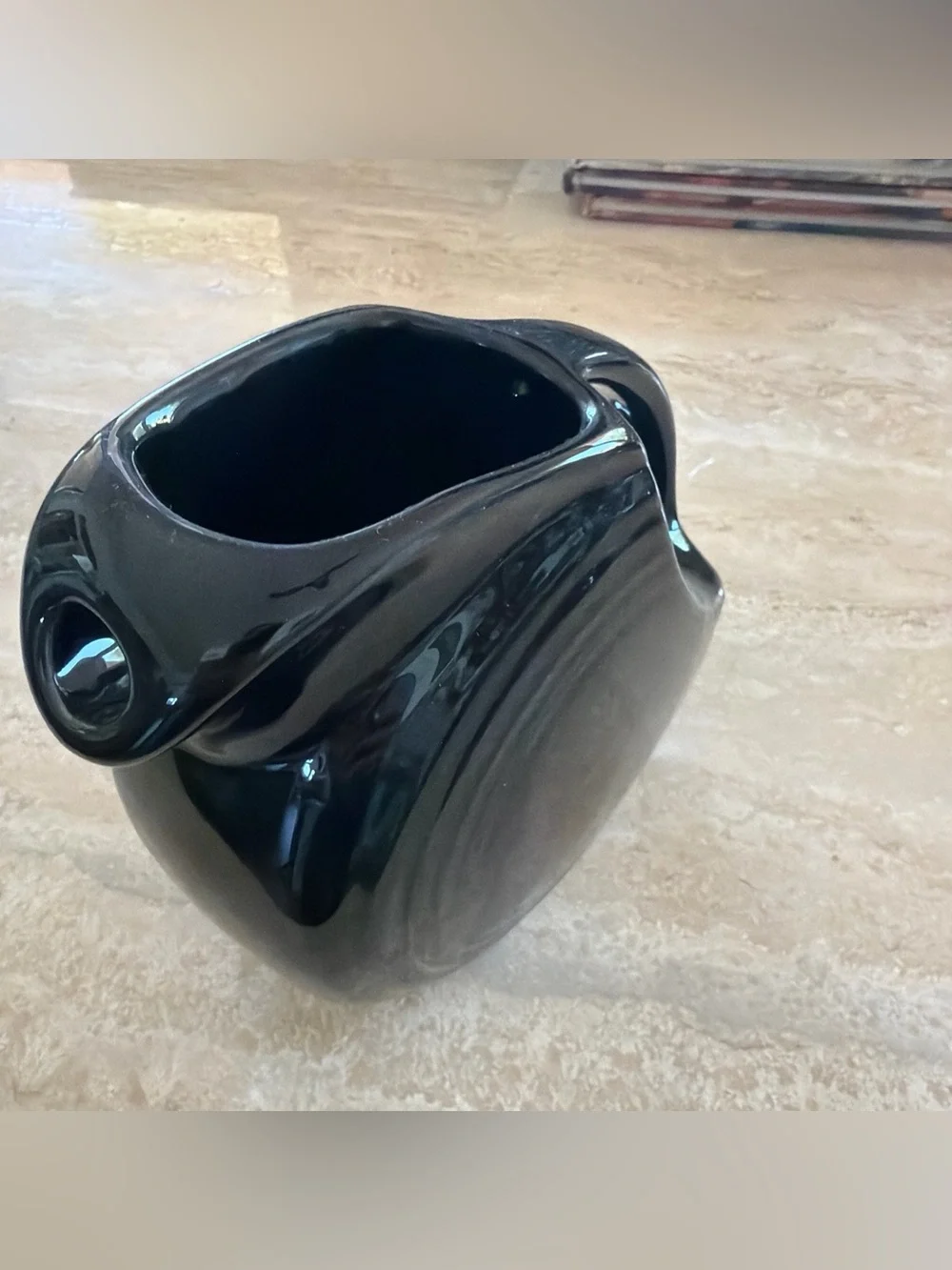 Fiestaware 5.5” Black Mini Disc Ceramic Creamer Pitcher